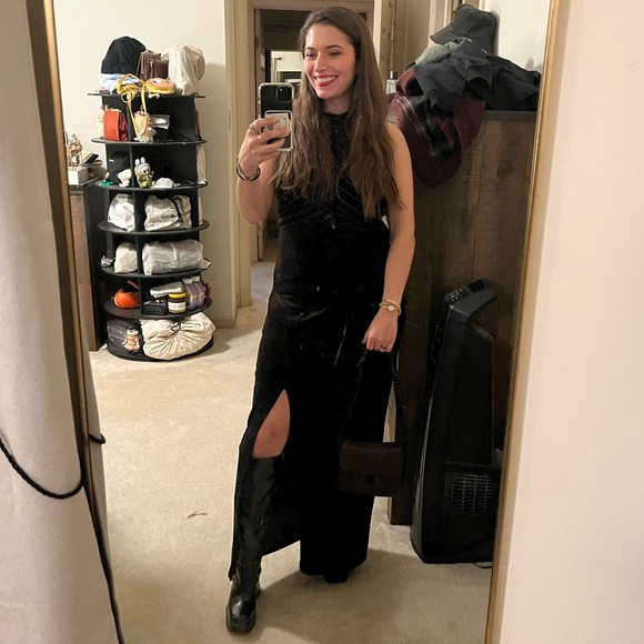 Y2K 90s Hugo Buscati brown velvet dress - Picture 3 of 4